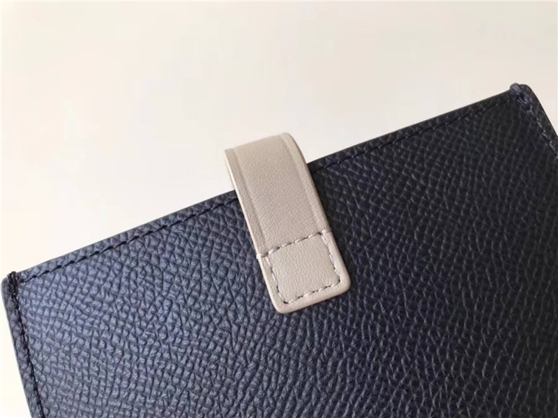 104323 Celine賽琳 Strap 粒面拼亮澤小牛皮 風琴褶 卡包 黑拼灰