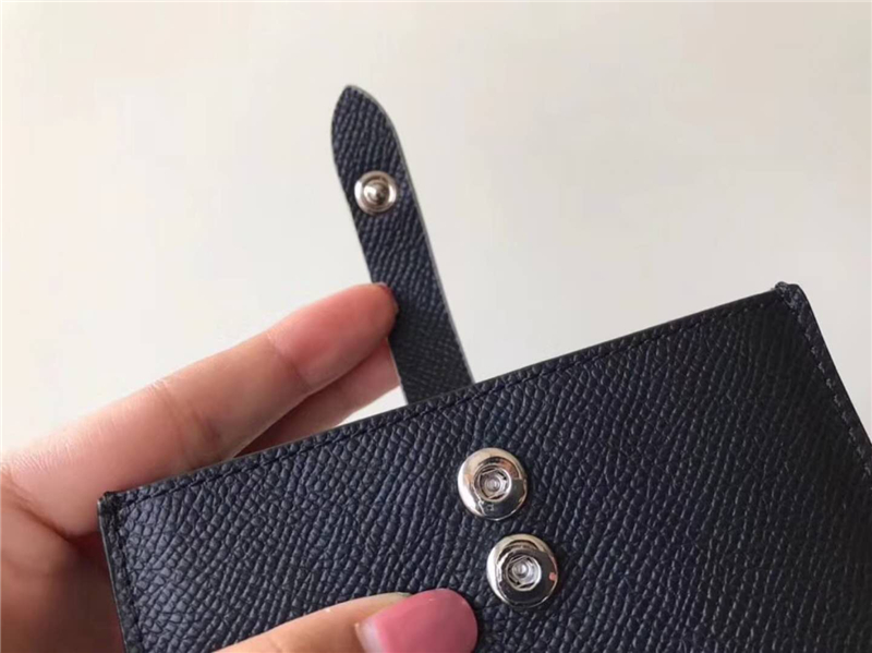 104323 Celine賽琳 Strap 粒面拼亮澤小牛皮 風琴褶 卡包 黑拼灰