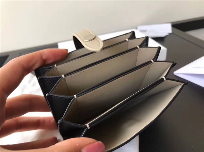 104323 Celine賽琳 Strap 粒面拼亮澤小牛皮 風琴褶 卡包 黑拼灰