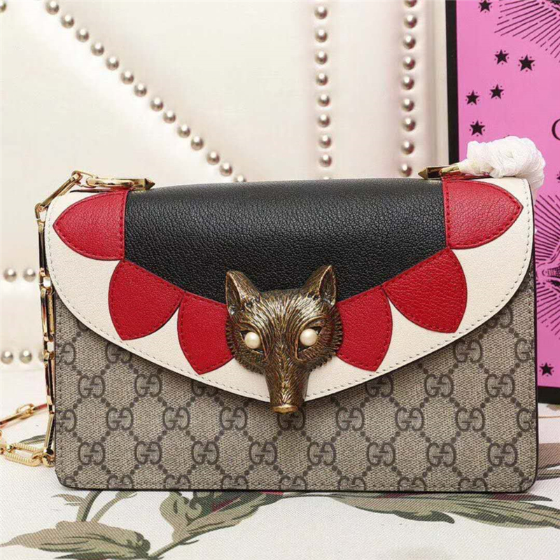 466433 GUCCI女包 古馳黑狐貍 鏈條包 中號 專柜新款