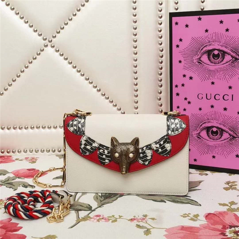 466433 GUCCI女包 古馳黑狐貍 鏈條包 中號 專柜新款