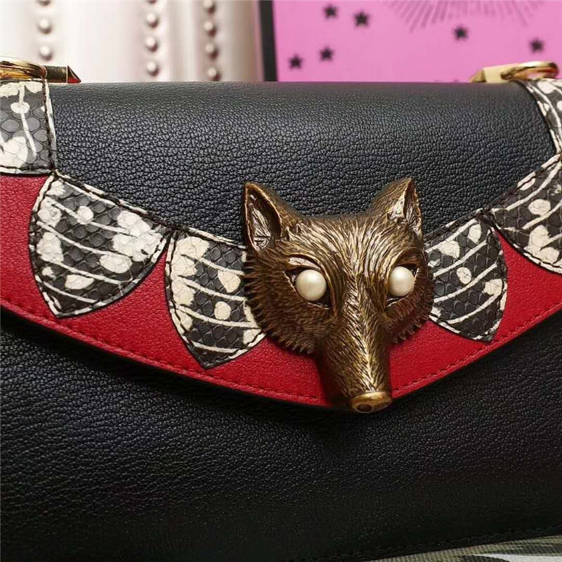 466433 GUCCI女包 古馳黑狐貍 鏈條包 中號(hào) 專柜新款