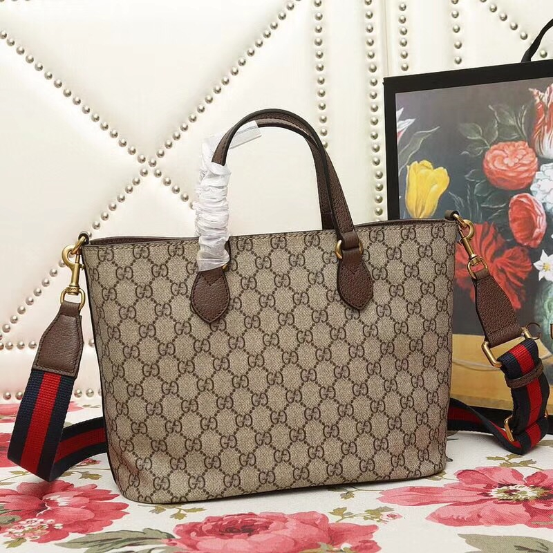 473887 Gucci 梗犬波士頓Bosco圖案 高級人造帆布 購物袋 綠色