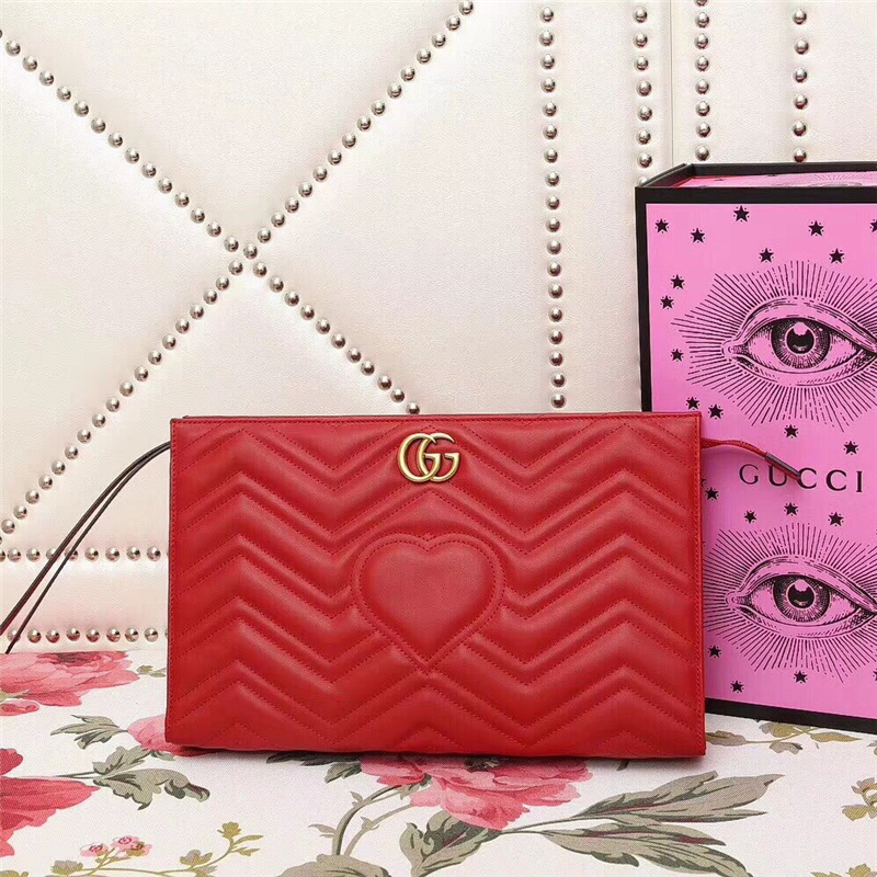 88450 Gucci包包 古馳手拿包 波浪紋鏈條包 進口小牛皮 黃銅