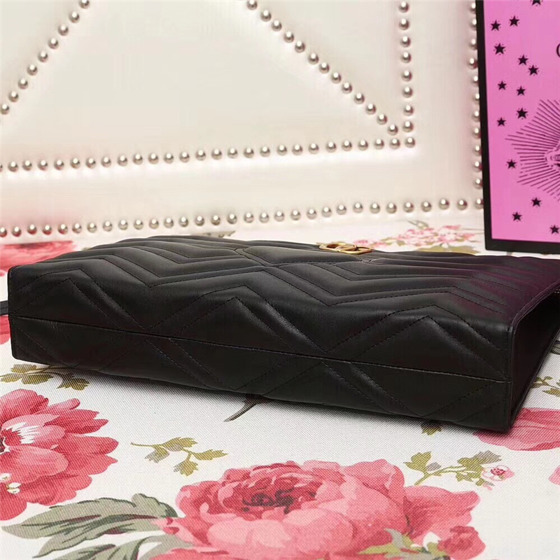 488450 Gucci包包 古馳手拿包 波浪紋鏈條包 進(jìn)口小牛皮 黃銅