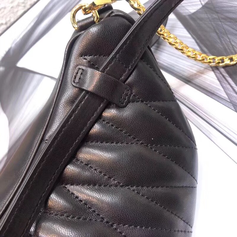 5BL010 MIUMIU專柜新款 腰包 褶皺綿羊皮 腰包單肩 兩用包 黑色