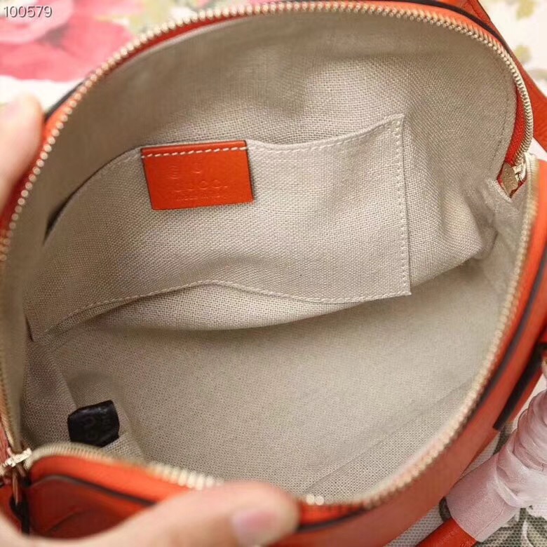 449661 Gucci女包 荔枝紋牛皮 手提斜跨 貝殼包 橙色