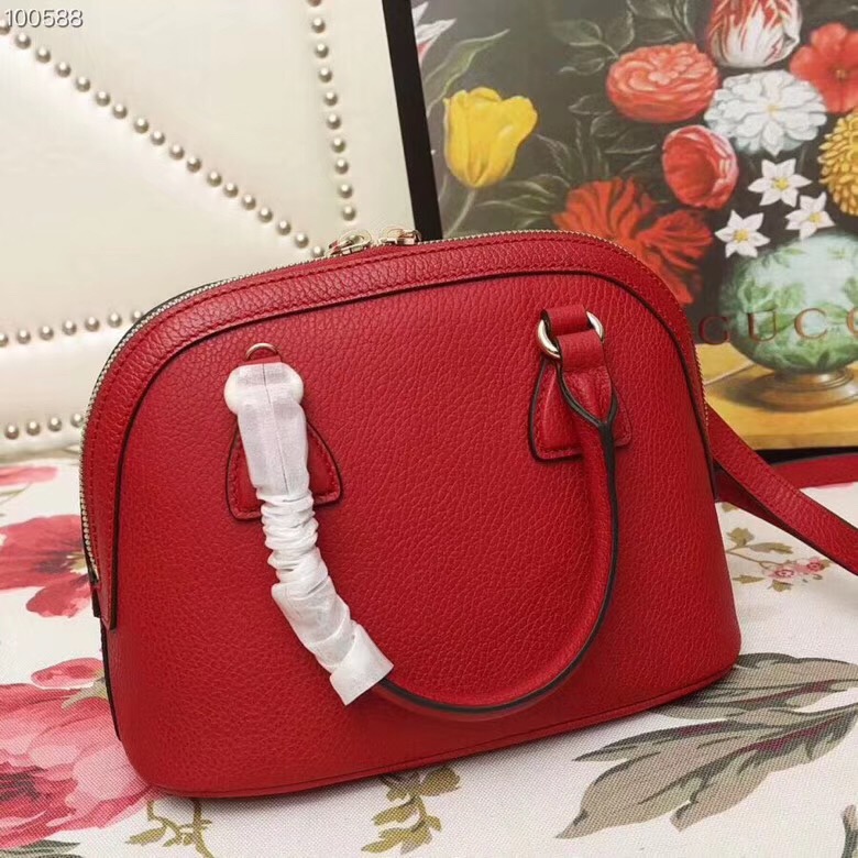 449661 Gucci女包 荔枝紋牛皮 手提斜跨 貝殼包 紅色