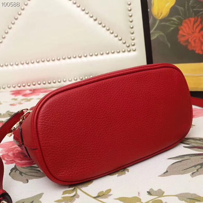 449661 Gucci女包 荔枝紋牛皮 手提斜跨 貝殼包 紅色