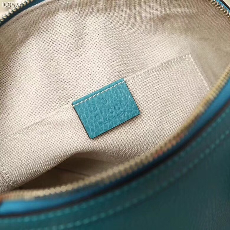 449661 Gucci女包 荔枝紋牛皮 手提斜跨 貝殼包 藍綠色