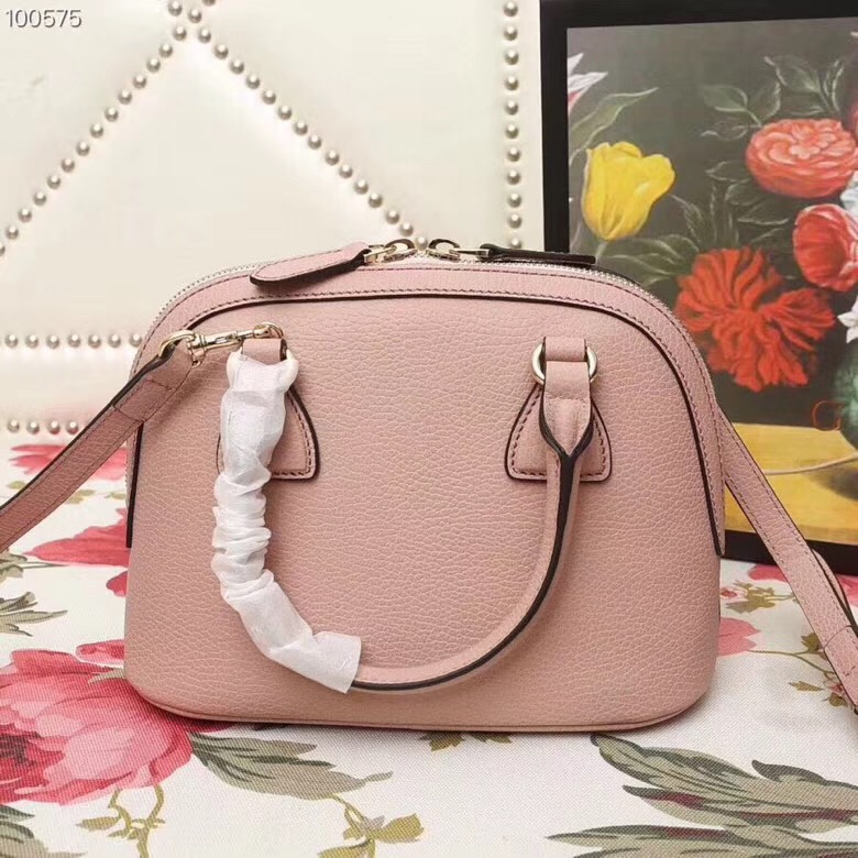 449661 Gucci女包 荔枝紋牛皮 手提斜跨 貝殼包 裸粉色