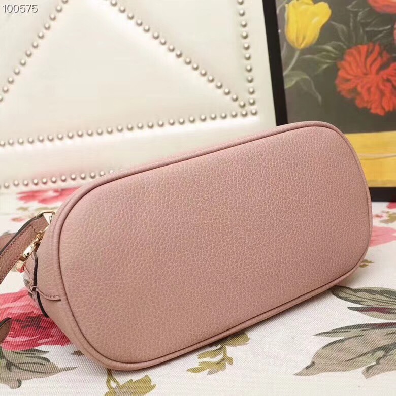 449661 Gucci女包 荔枝紋牛皮 手提斜跨 貝殼包 裸粉色