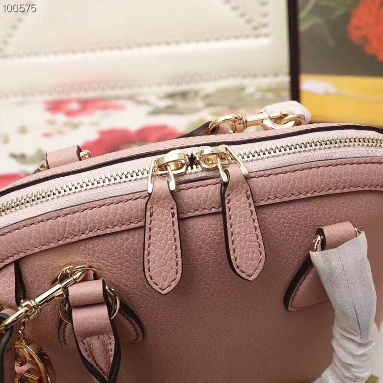 449661 Gucci女包 荔枝紋牛皮 手提斜跨 貝殼包 裸粉色