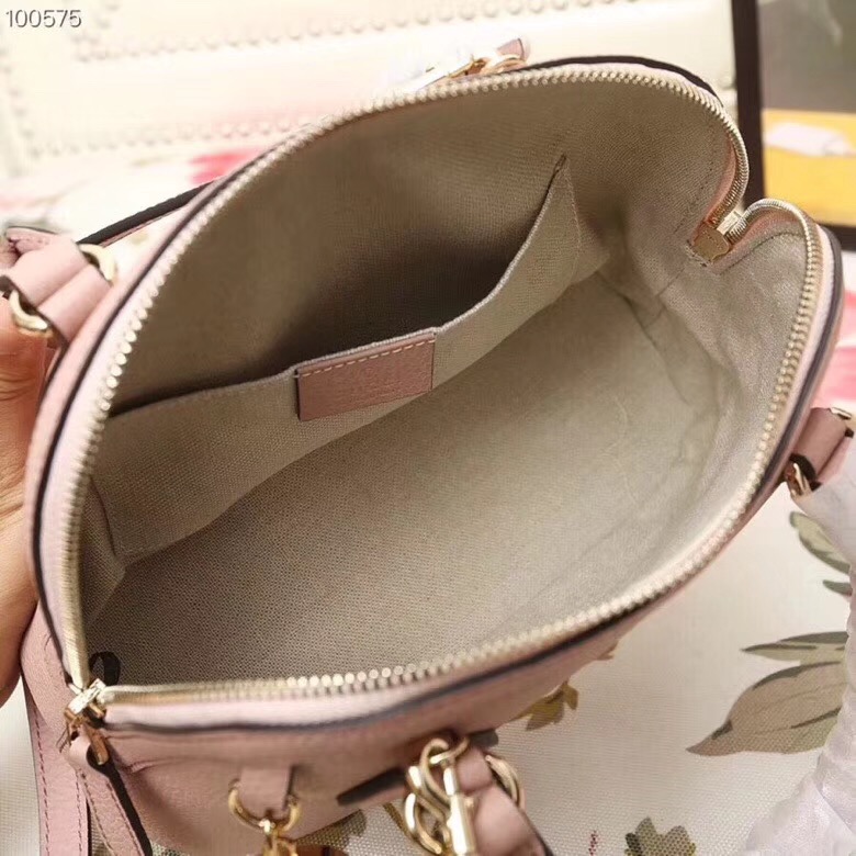 449661 Gucci女包 荔枝紋牛皮 手提斜跨 貝殼包 裸粉色