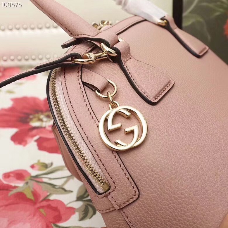 449661 Gucci女包 荔枝紋牛皮 手提斜跨 貝殼包 裸粉色