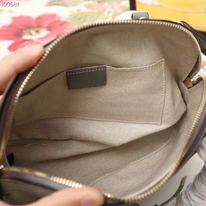 449661 Gucci女包 荔枝紋牛皮 手提斜跨 貝殼包 深灰色