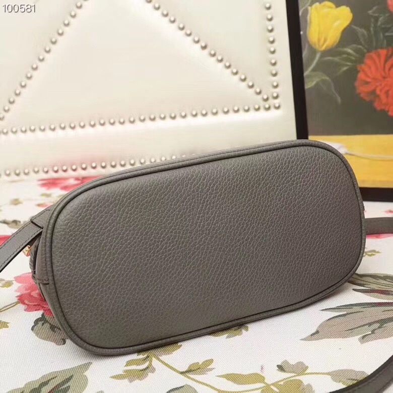 449661 Gucci女包 荔枝紋牛皮 手提斜跨 貝殼包 深灰色