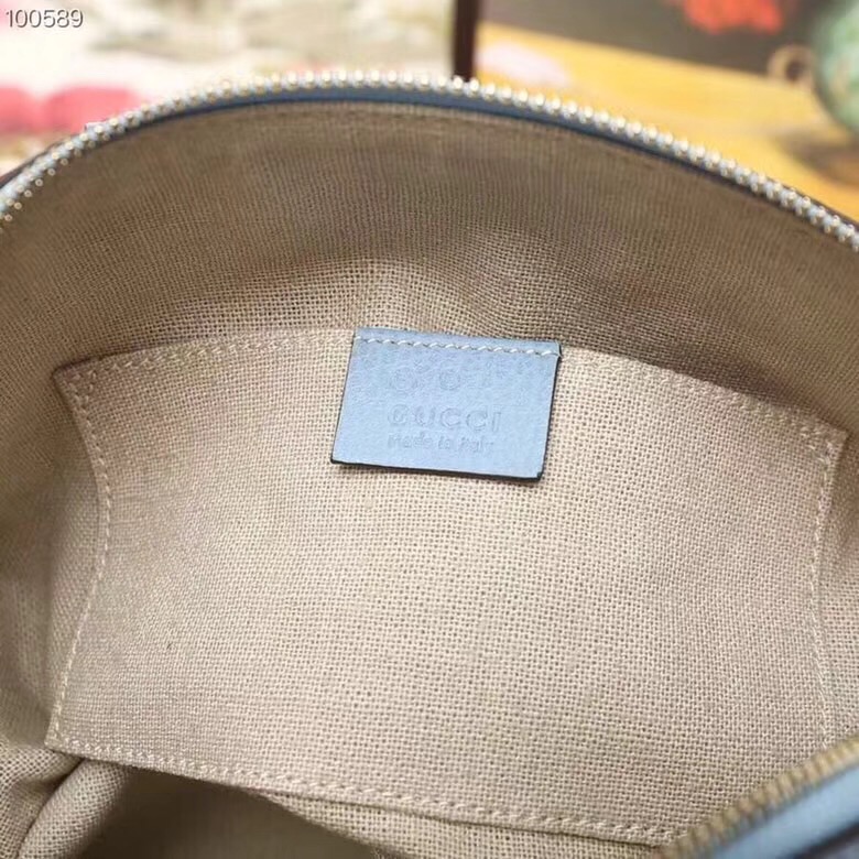 449661 Gucci女包 荔枝紋牛皮 手提斜跨 貝殼包 天藍色