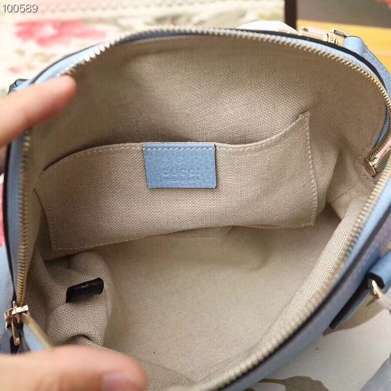 449661 Gucci女包 荔枝紋牛皮 手提斜跨 貝殼包 天藍色