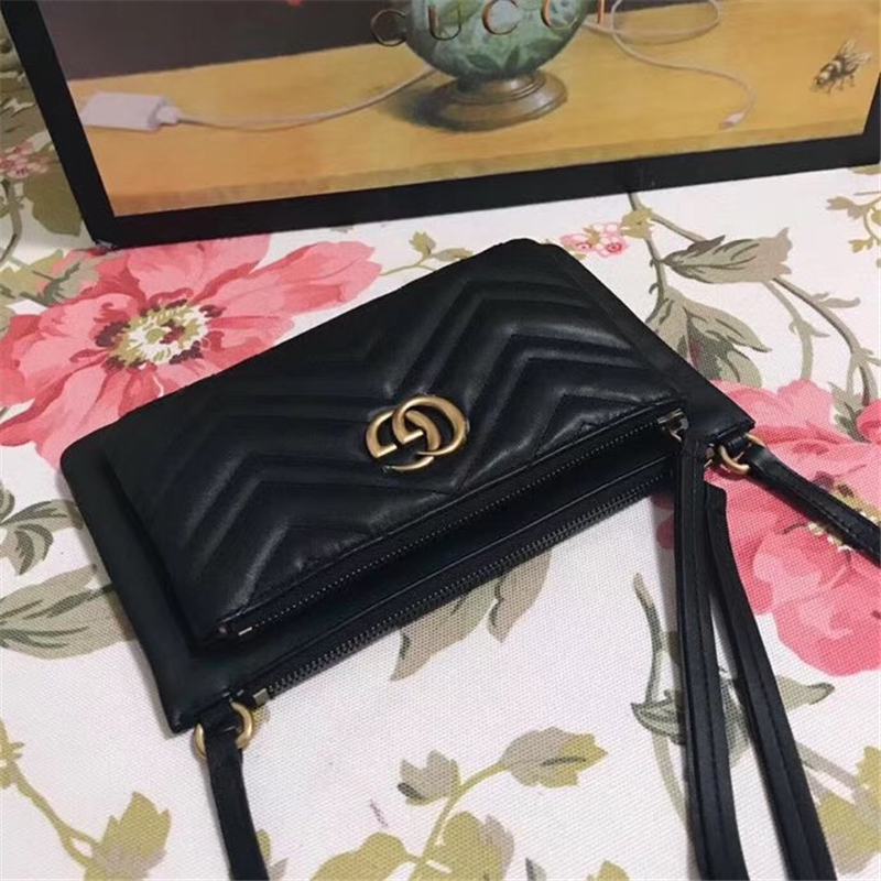 453878 GG Marmont系列 絎縫 折扣款 手拿斜挎 兩用包 黑色