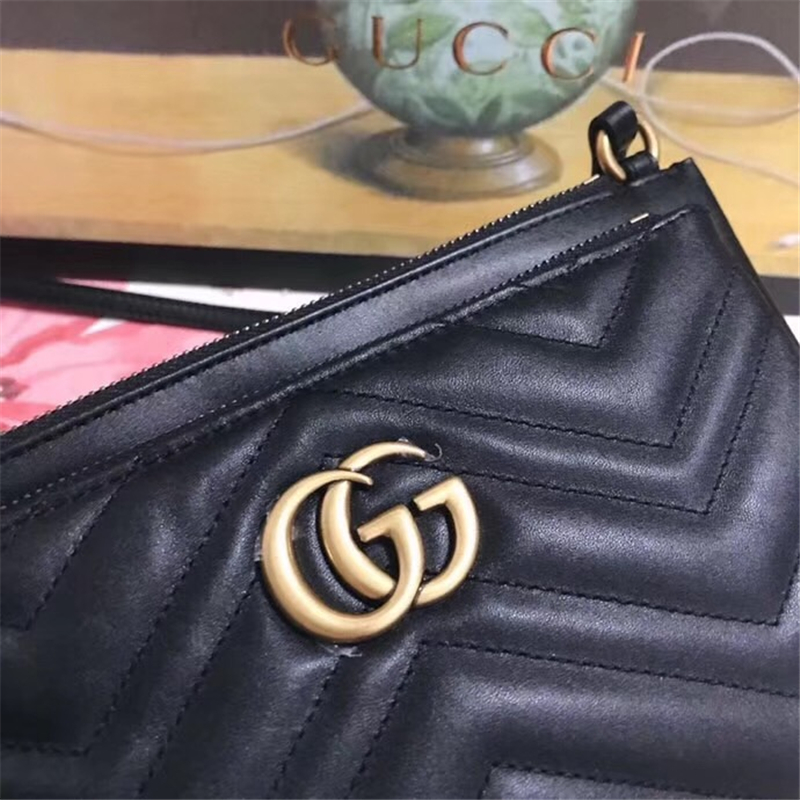 453878 GG Marmont系列 絎縫 折扣款 手拿斜挎 兩用包 黑色