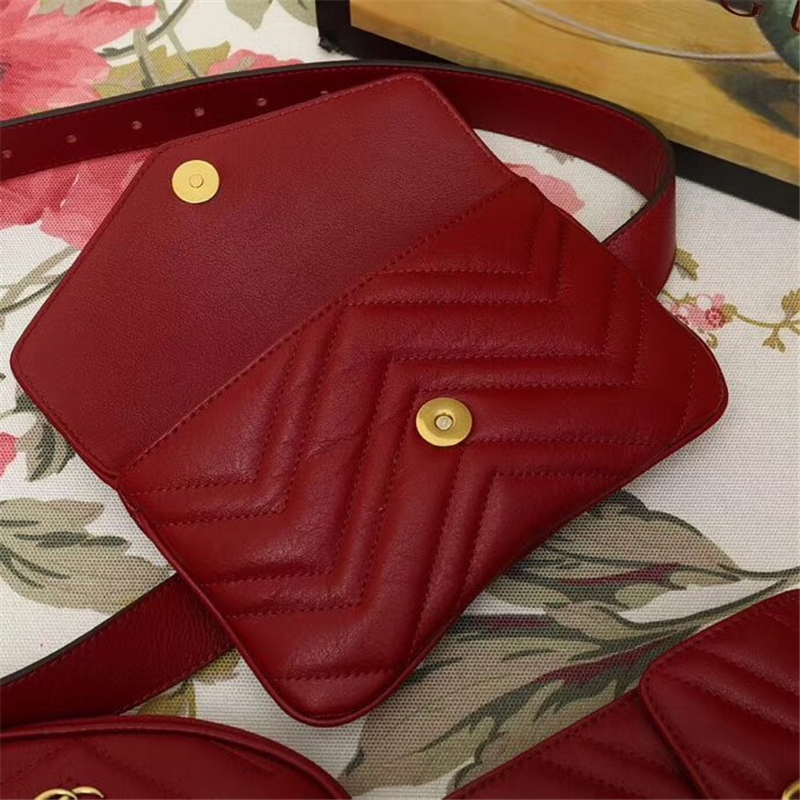 524597 GG Marmont系列 絎縫 新款 三合一雙G 腰包 紅色