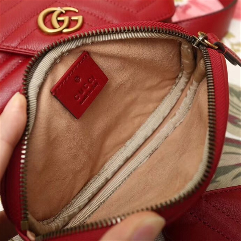 524597 GG Marmont系列 絎縫 新款 三合一雙G 腰包 紅色