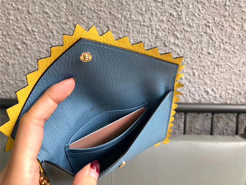 5MF001 MIUMIU 專柜最新 LOVE愛心系列 信封小錢夾 藍(lán)色