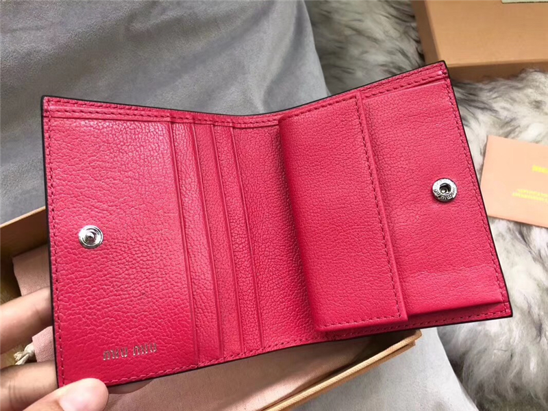 5MV204 MIUMIU 專柜最新 大LOGO 拼色 口袋小錢包 黑色