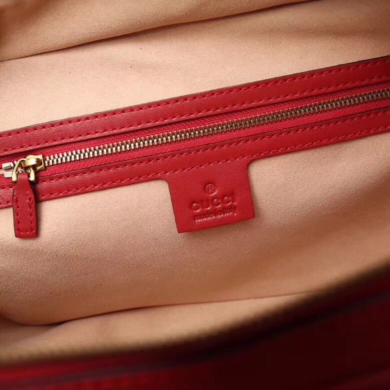 498100 Gucci GG Marmont系列 絎縫 翻蓋 肩背包 大紅