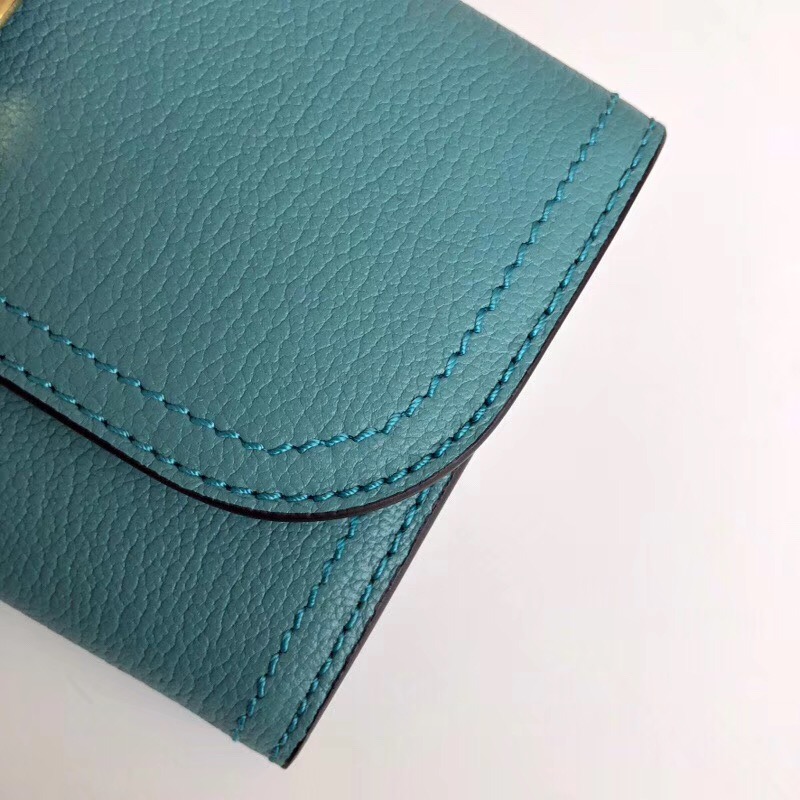 Burberry新款 巴寶莉錢包 皮革 長款錢夾 山羊紋小牛皮 湖綠色