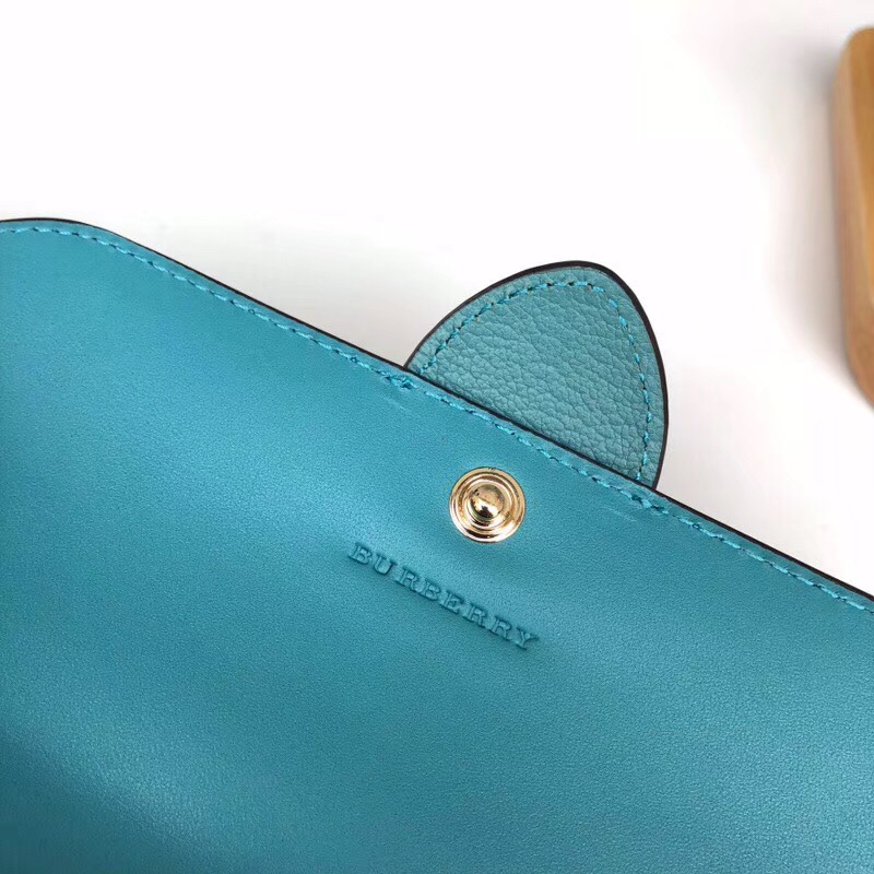 Burberry新款 巴寶莉錢包 皮革 長款錢夾 山羊紋小牛皮 湖綠色