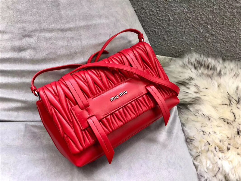 5BD076 MIUMIU繆繆 專柜新款 Grace Lux 小羊皮 單肩斜跨包 紅色