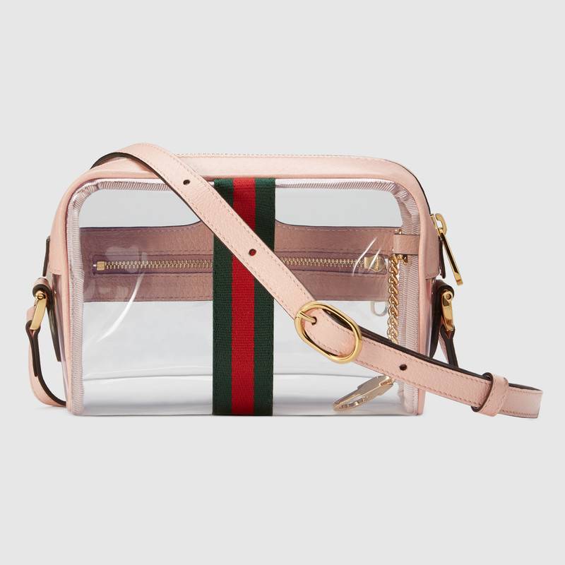 517350 Gucci Ophidia系列 透明迷你手袋 單肩斜跨包 裸粉