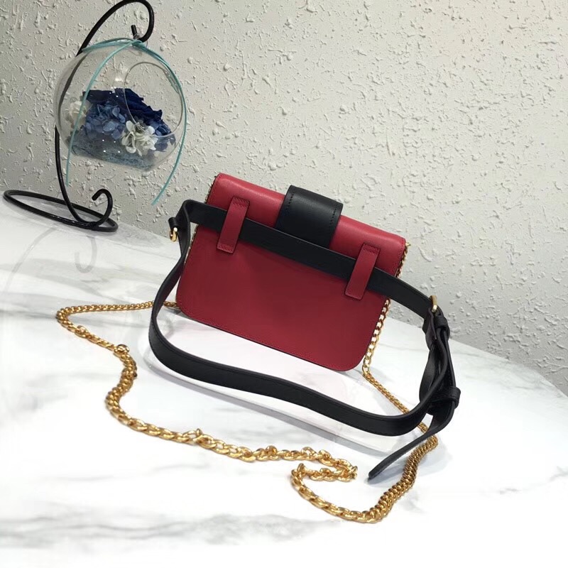 1BL004 Prada Cahier 專柜新款 小牛皮 多功能包 普拉達腰包 大紅色