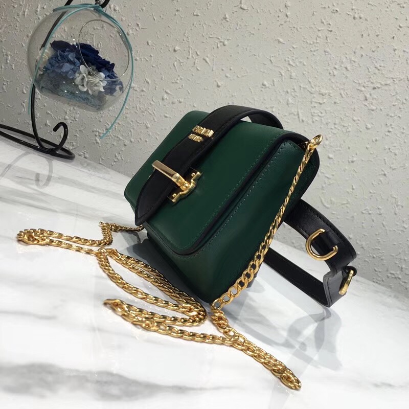 1BL004 Prada Cahier 專柜新款 小牛皮 多功能包 普拉達腰包 綠色