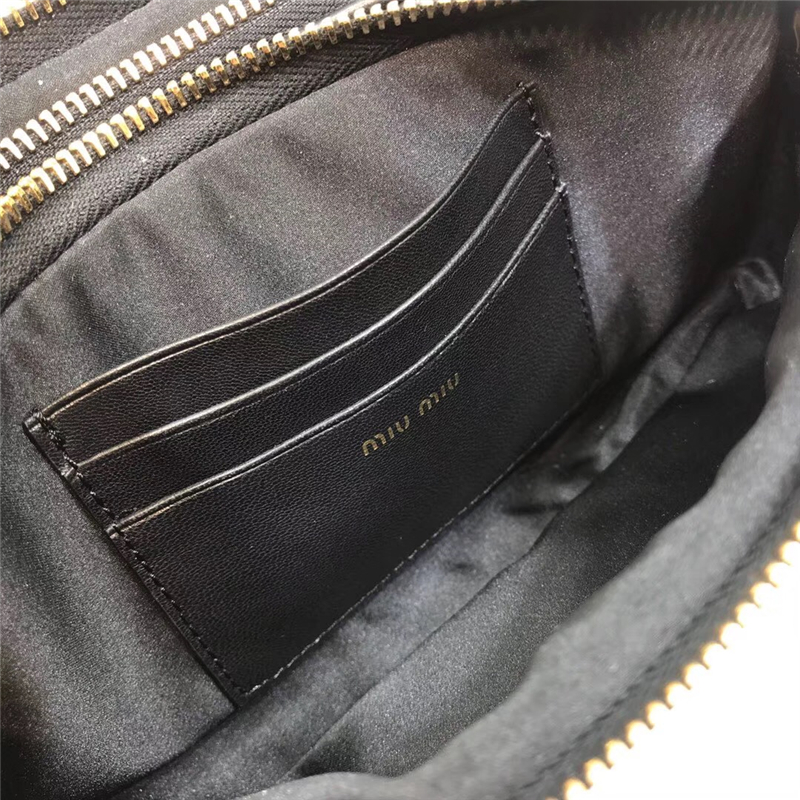 5BH009 MIUMIU繆繆 專柜新款 雙拉鏈 迷你 鏈條肩包 黑色