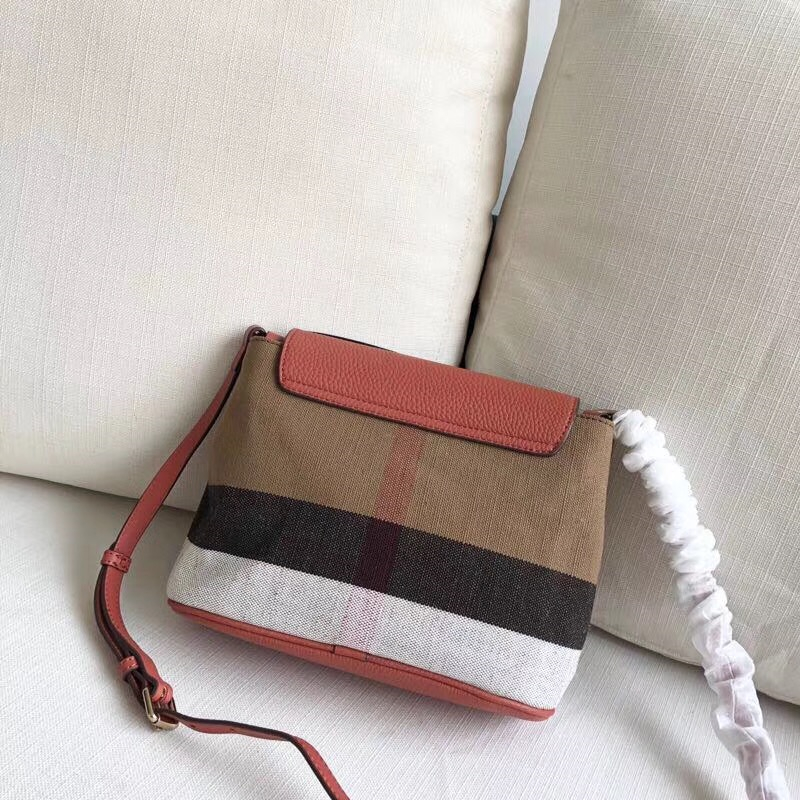 Burberry巴寶莉 帆布 休閑大容量 涂鴉 斜跨單肩包 橘紅色