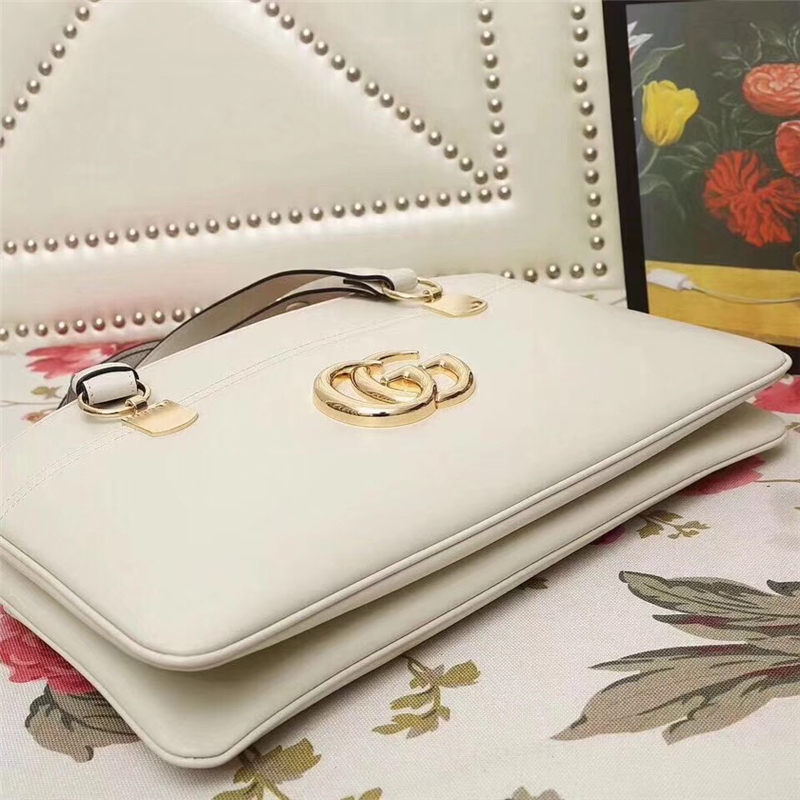 550130 Gucci Arli系列 大號 雙G徽標 復古手提包 白色