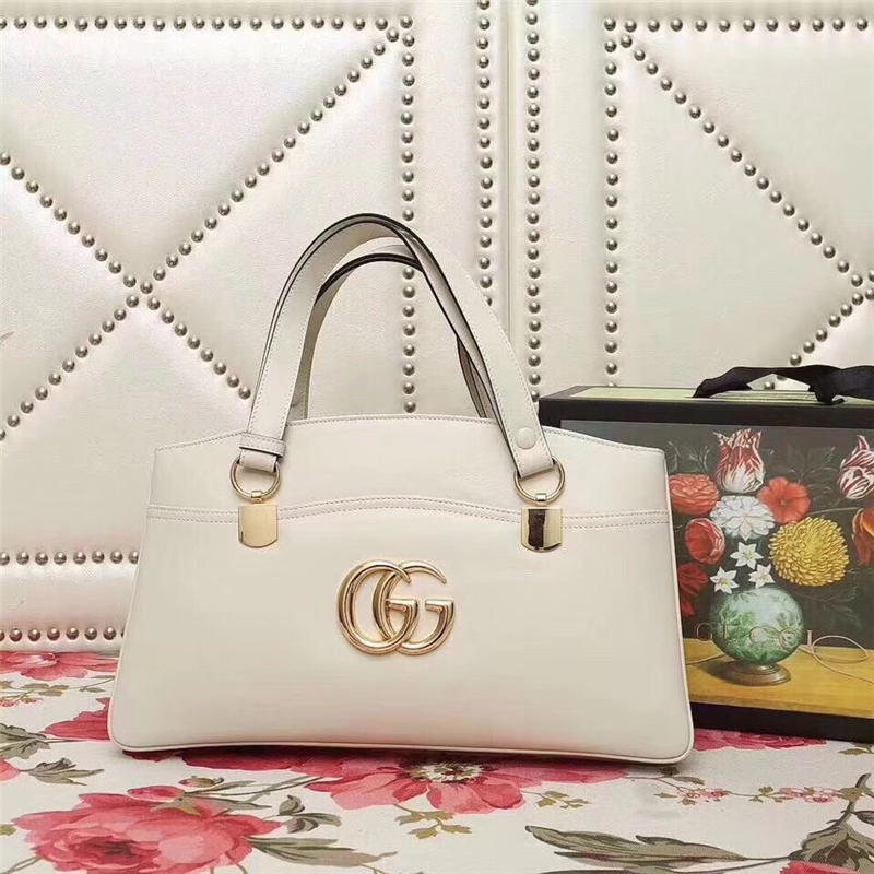 550130 Gucci Arli系列 大號 雙G徽標 復古手提包 白色
