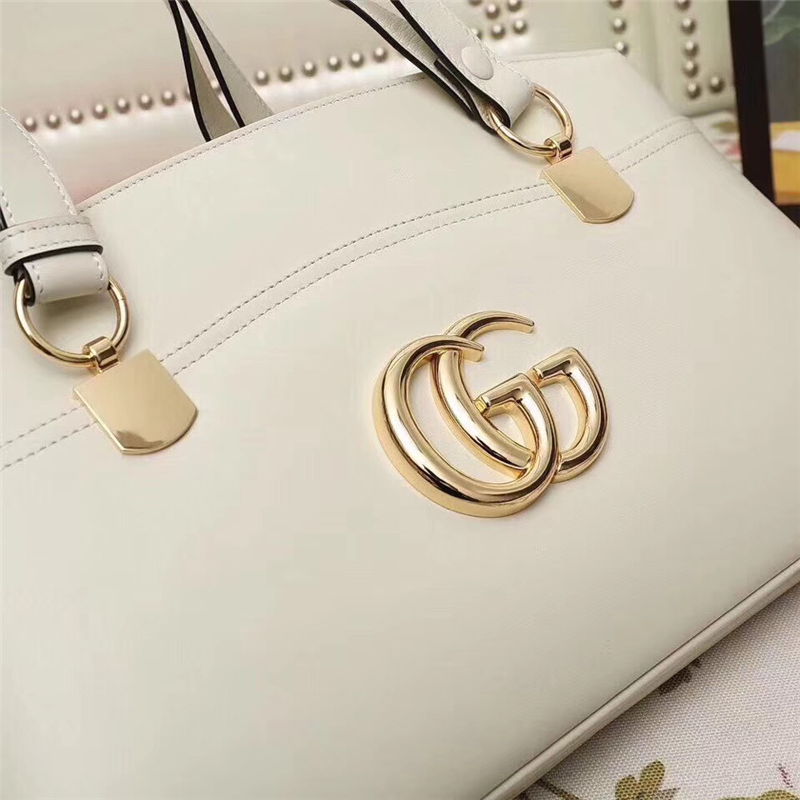550130 Gucci Arli系列 大號 雙G徽標 復古手提包 白色