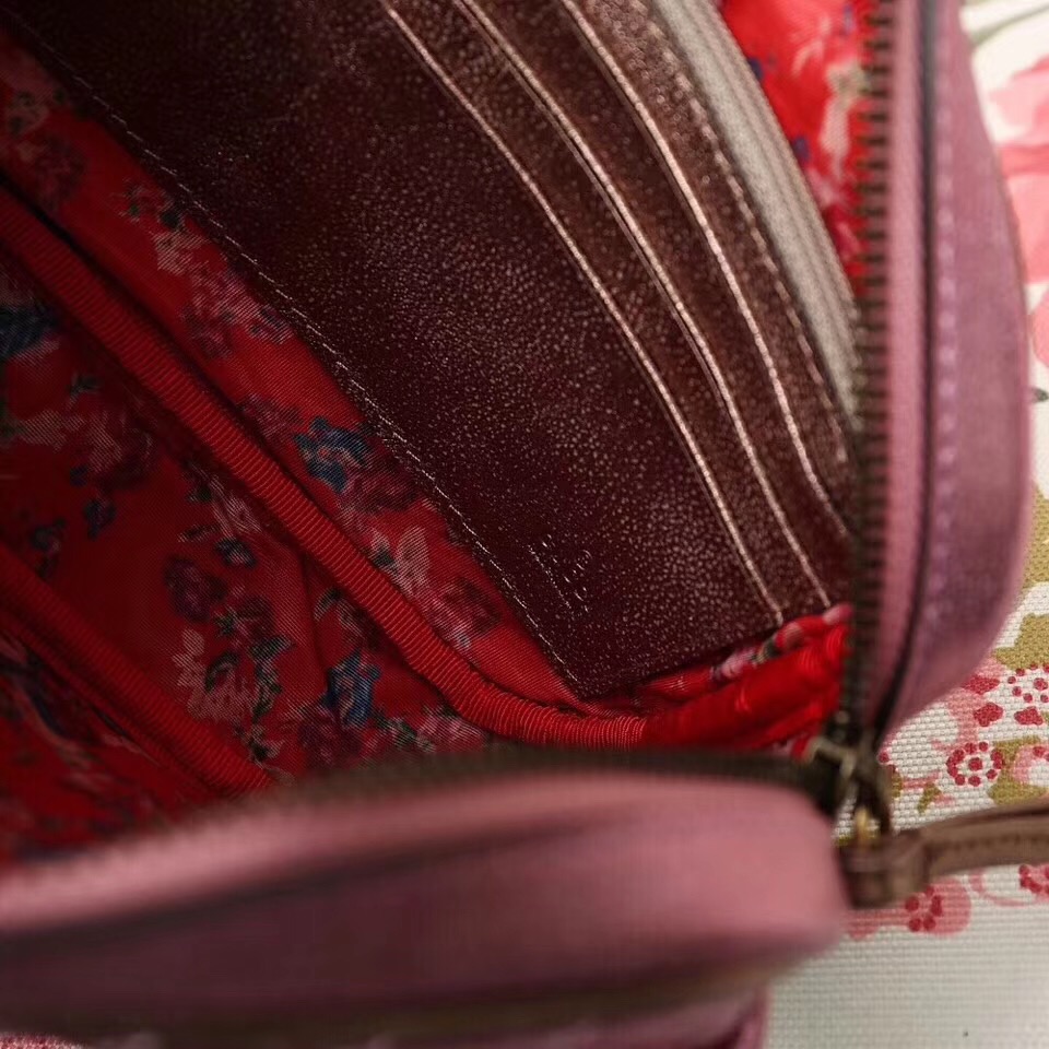 540985 GUCCI 2018早秋 微粒珠光小羊皮 拼色小方包 粉拼綠