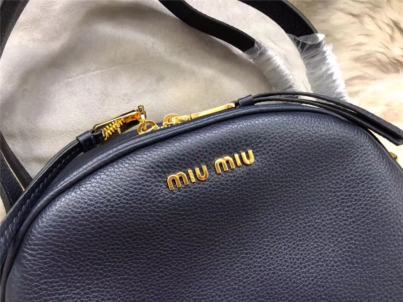 5BB034 MIUMIU繆繆 專柜新款 中號 小牛皮 梯形 手提單肩包 藏藍色