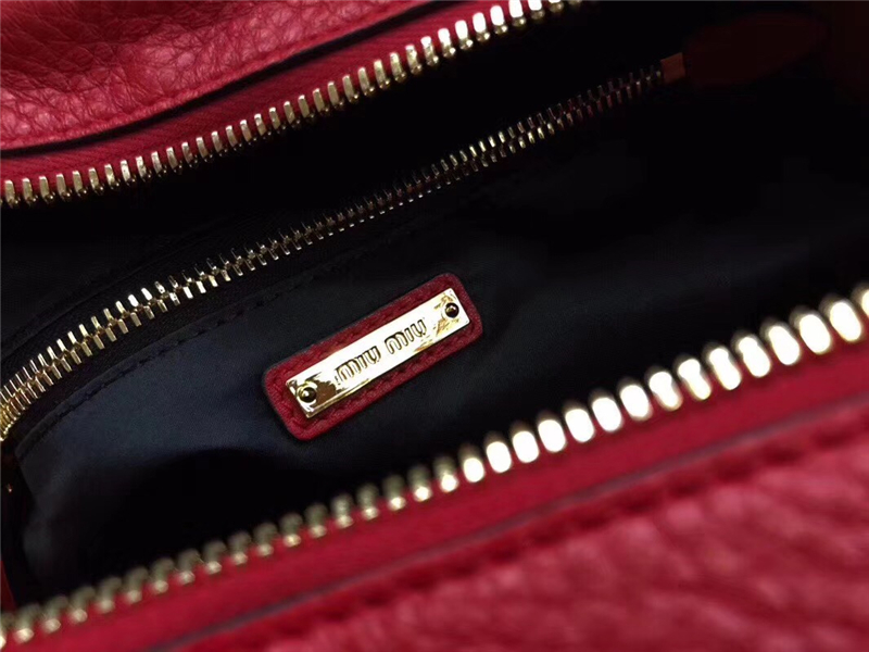 5BB034 MIUMIU繆繆 專柜新款 中號 小牛皮 梯形 手提單肩包 紅色