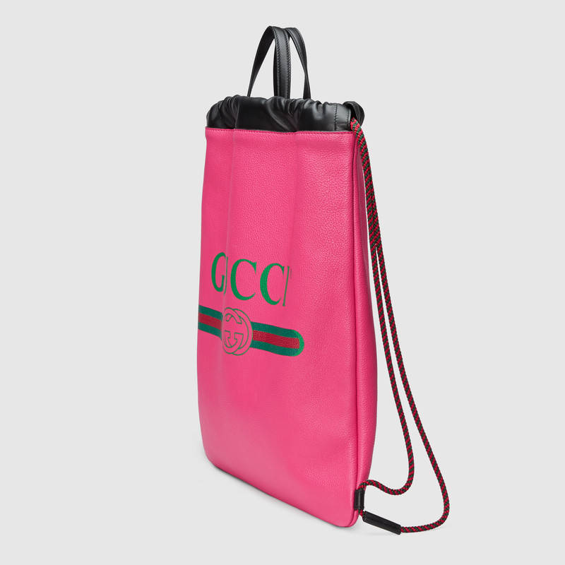 494053 GUCCI Coco Capitán印花 真皮雙提手 雙肩手提包兩用 玫紅色