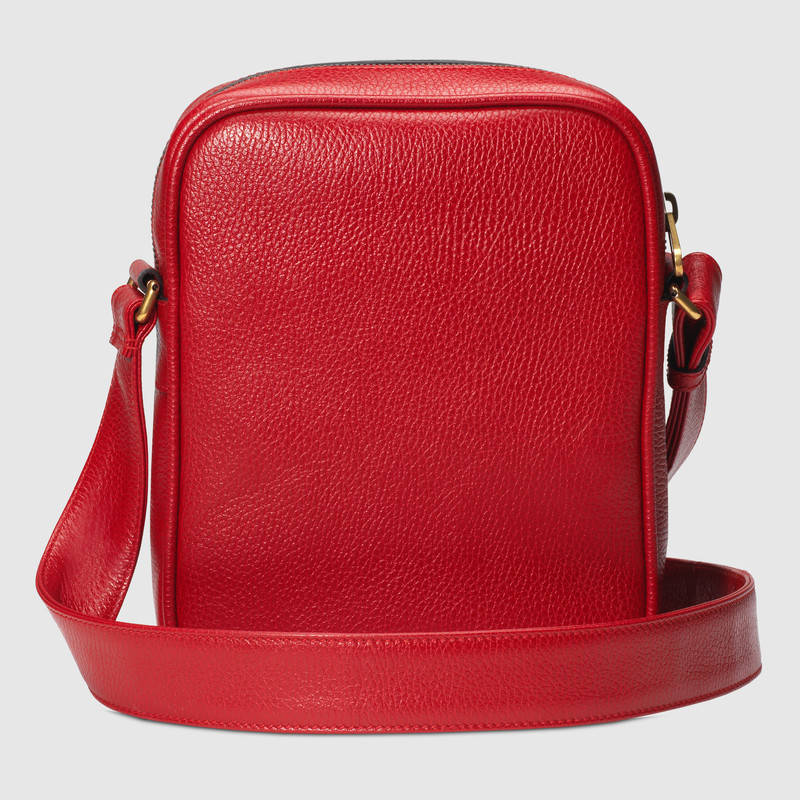 523591 Gucci 復古印花 軟皮革 百搭郵差包 紅色