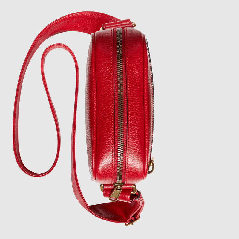 523591 Gucci 復古印花 軟皮革 百搭郵差包 紅色