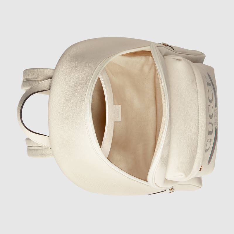 547834 Gucci 標識印花 織紋皮革 雙肩背包 白色