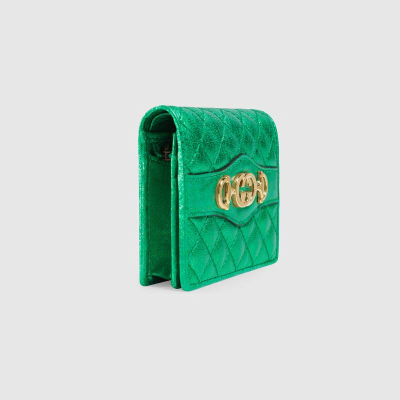 536353 GUCCI古馳 馬銜扣 層壓皮革 菱格 卡包 綠色