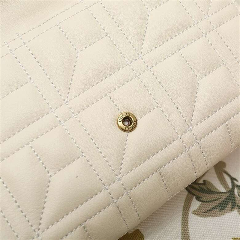 443122 Gucci鏈條包 雙G珍珠扣翻蓋 古馳斜跨女包 白色